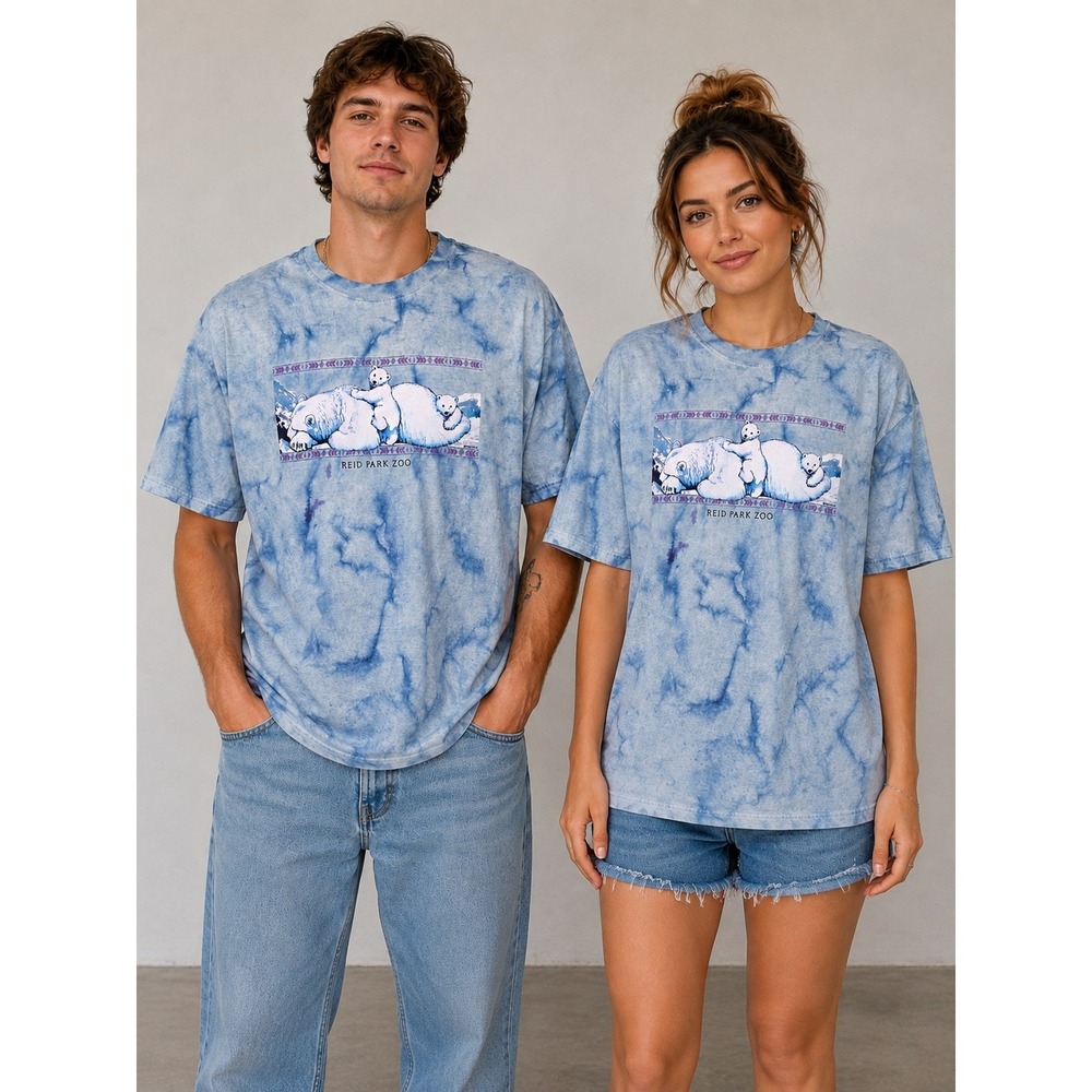 Reid Park Zoo Polar Bear Tie Dye T-Shirt 2004 Adult XL Blue Graphic Tee